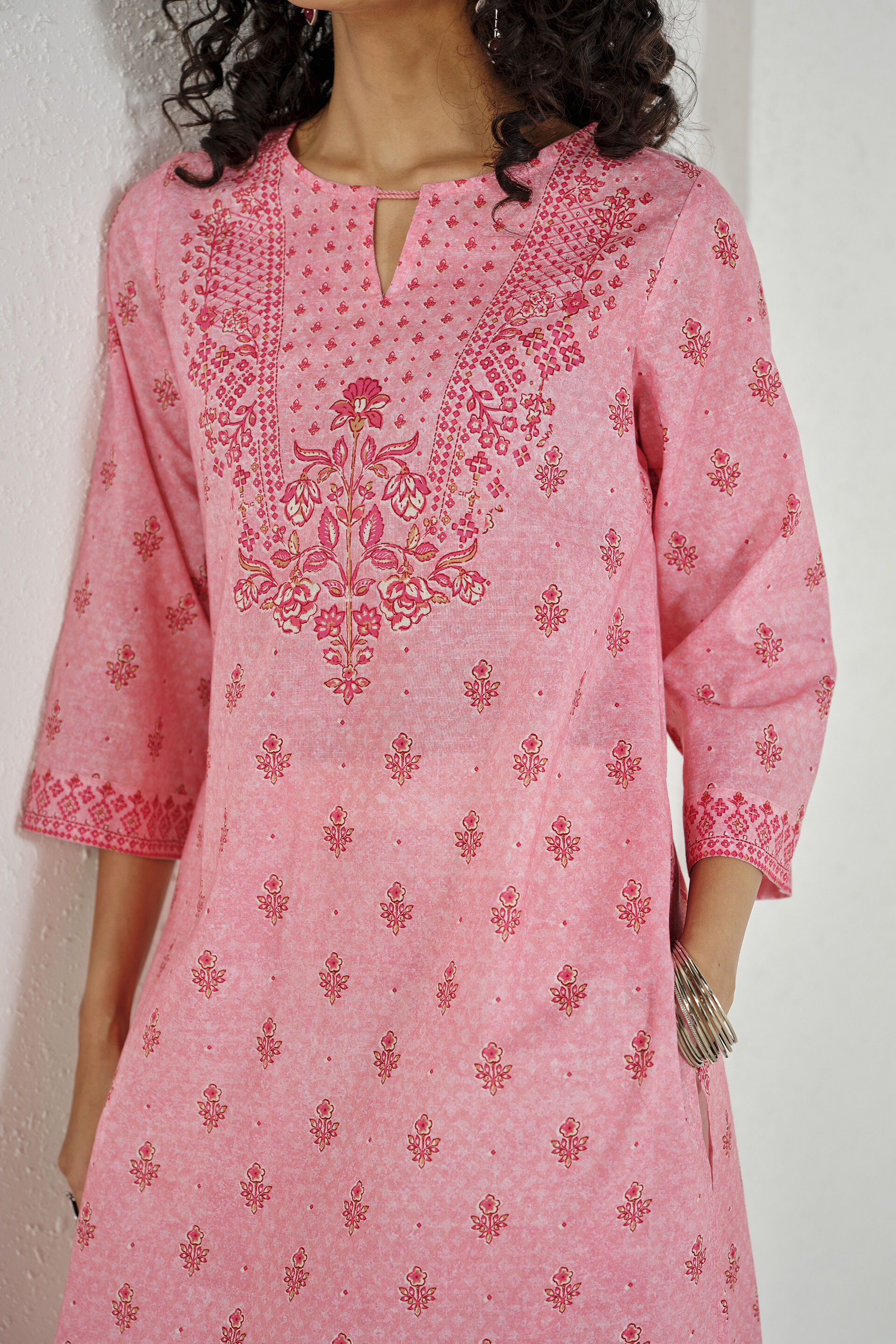 Gulabi Hush Cotton Kurta, Blush, image 2